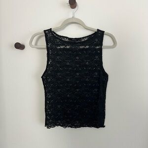 Forever 21 Black Lace High Boat Neck Tank Top